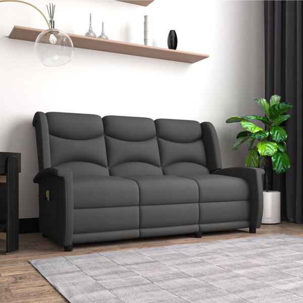 vidaXL 3-miestne sklápacie masážne kreslo, tmavosivé, mikrovlákno