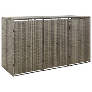 vidaXL Ohrada na tri odpadkov&eacute; ko&scaron;e siv&aacute; 207x80x117 cm polyratan