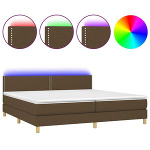 vidaXL Posteľ boxsping s matracom a LED tmavohned&aacute; 200x200 cm l&aacute;tka