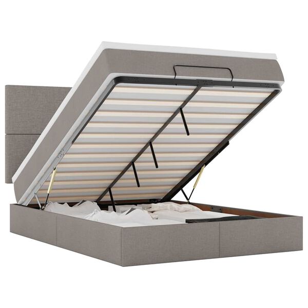 VidaXL Osmansk&aacute; posteľ s matracom a LED di&oacute;dami taupe140x190 cm L&aacute;tka