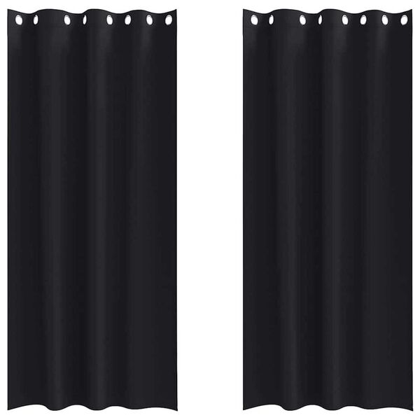 vidaXL Z&aacute;clony na zatemnenie s kr&uacute;žkami 2 pcs Čierna 260 x 140 cm