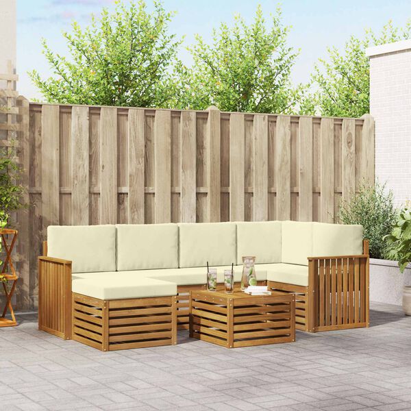 vidaXL S&uacute;pravy pohoviek 7 pcs Pr&iacute;rodn&aacute; a kr&eacute;mov&aacute; Pevn&eacute; ak&aacute;ciov&eacute; drevo