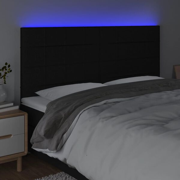 vidaXL Čelo postele s LED čierne 180x5x118/128 cm l&aacute;tka
