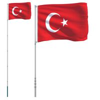 vidaXL Turecká vlajka a tyč 5,55 m hliník