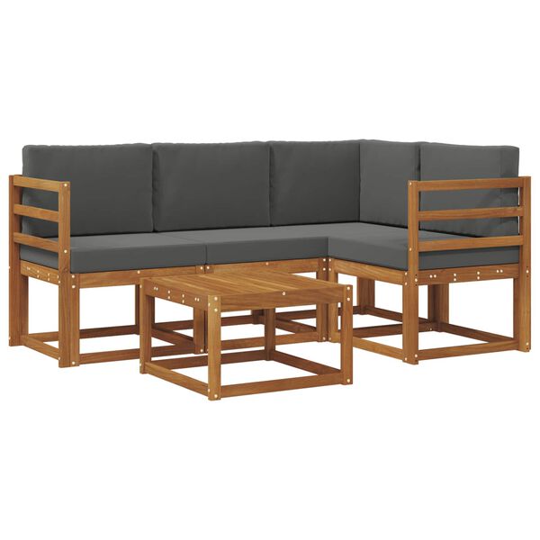 vidaXL Z&aacute;hradn&aacute; s&uacute;prava gaučov s vank&uacute;&scaron;om 5 pcs Pr&iacute;rodn&aacute; a antracitov&aacute;