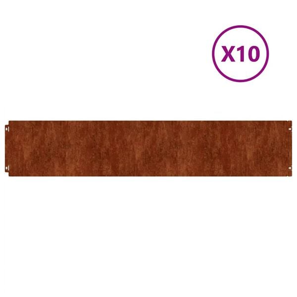 vidaXL Obruby na tr&aacute;vnik 10 ks 20x103 cm pružn&aacute; kort&eacute;nov&aacute; oceľ