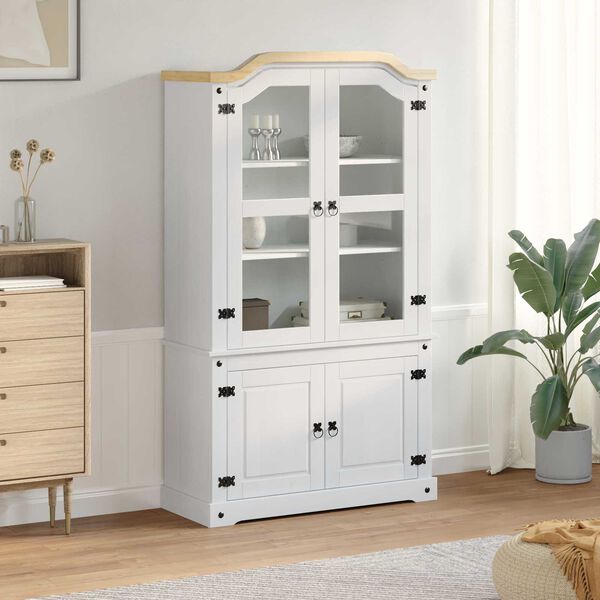 vidaXL Vitr&iacute;na Biela 103.5 x 42 x 180 cm Mas&iacute;vne borovicov&eacute; drevo