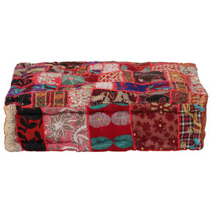 vidaXL Patchwork taburetka červen&aacute; 50x50x12 cm bavlnen&aacute; &scaron;tvorcov&aacute; ručne vyroben&aacute;