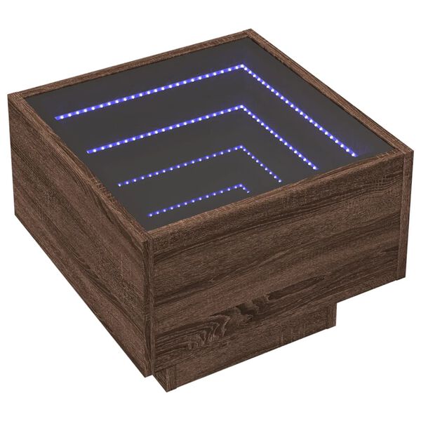 vidaXL Nočn&yacute; stol&iacute;k s nekonečn&yacute;mi LED hned&yacute; dub 40x40x30 cm