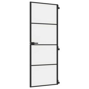vidaXL Vn&uacute;torn&eacute; dvere tenk&eacute; čierne 76x201,5 cm tvrden&eacute; sklo a hlin&iacute;k