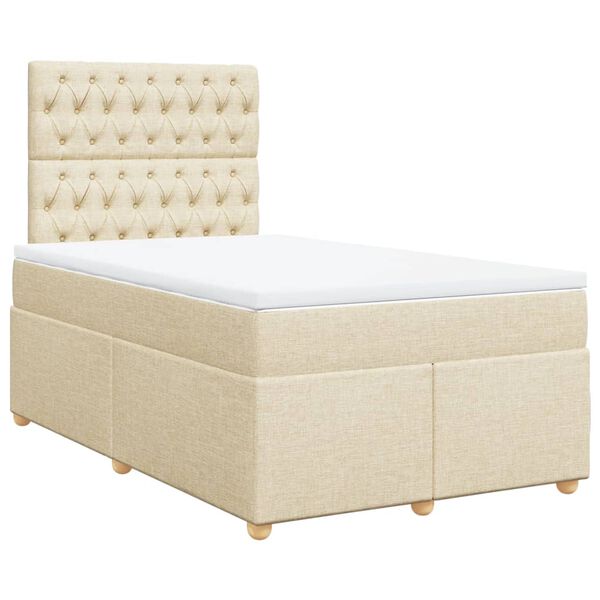 vidaXL Boxspring posteľ s matracom krémová 120x190 cm látka