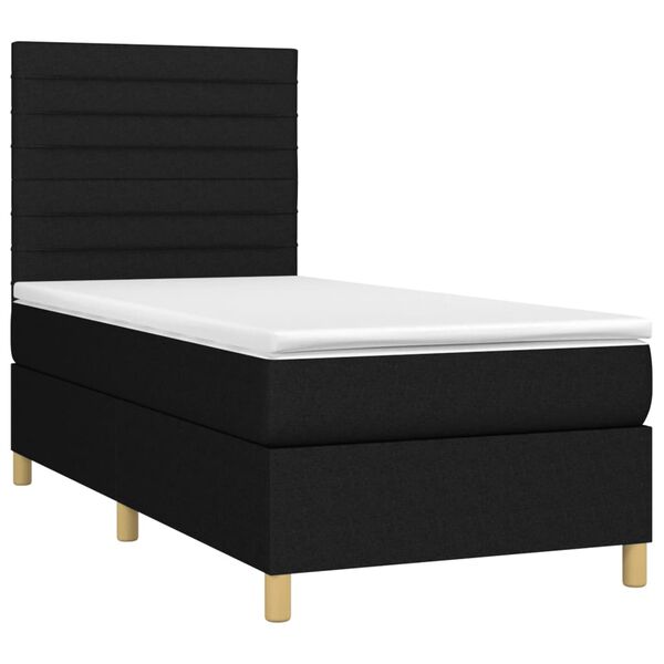 vidaXL Posteľn&yacute; r&aacute;m boxspring s matracom čierny 90x200 cm l&aacute;tka