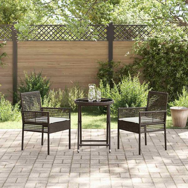 vidaXL Záhradný bistro set 3 pcs Hnedá polyratan