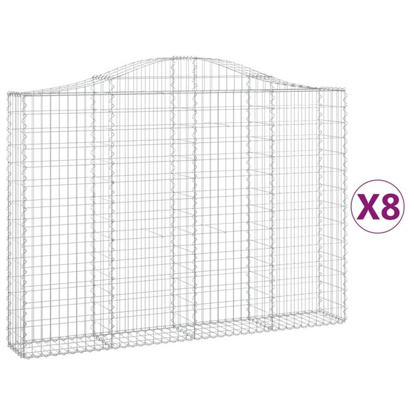 vidaXL Obl&uacute;kov&eacute; gabionov&eacute; ko&scaron;e 8 ks 200x30x140/160 cm pozink. železo