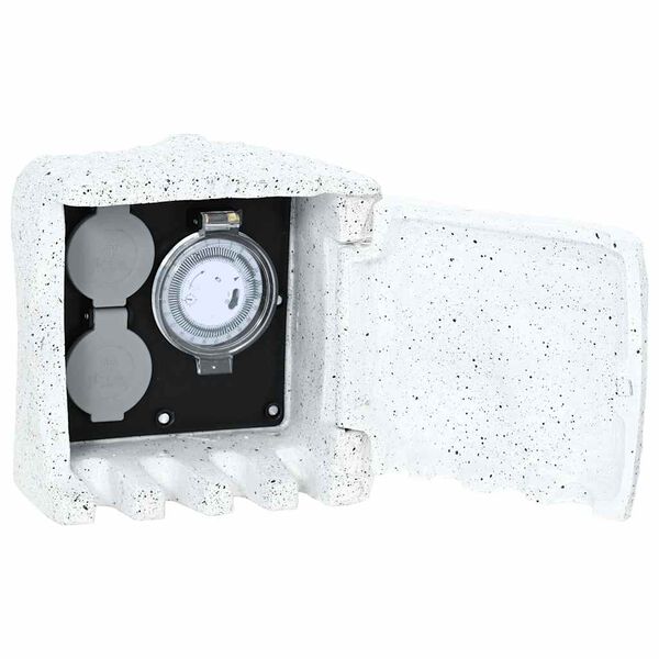 vidaXL Záhradná zásuvka z umelého kameňa s časovačom