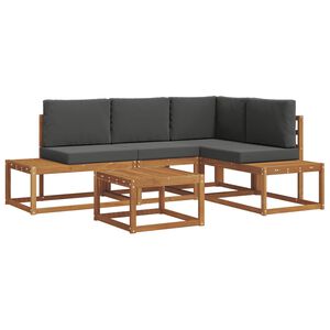 vidaXL Z&aacute;hradn&aacute; s&uacute;prava gaučov s vank&uacute;&scaron;om 5 Kus Pr&iacute;rodn&aacute; a antracitov&aacute;