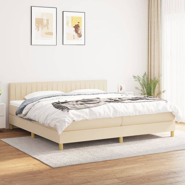 vidaXL Boxspring posteľ s matracom kr&eacute;mov&aacute; 200x200 cm l&aacute;tka