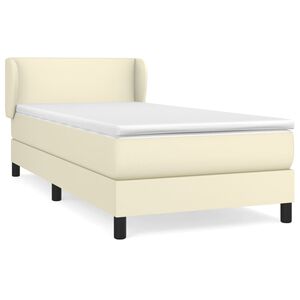 vidaXL Boxspring posteľ s matracom kr&eacute;mov&aacute; 100x200 cm umel&aacute; koža