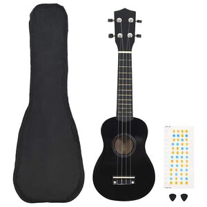 vidaXL Sopr&aacute;nov&eacute; ukulele s ta&scaron;kou pre deti čierne 21