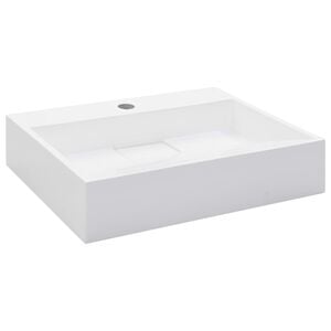 vidaXL Um&yacute;vadlo z miner&aacute;lneho/mramoroveho odliatku 50x38x13 cm biele