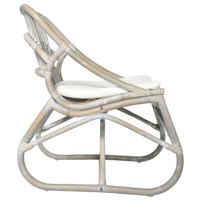 vidaXL Ratanová stolička sivá ľan