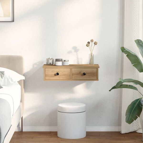 vidaXL Nástenná polica so zásuvkami dub artisan kompozitné drevo