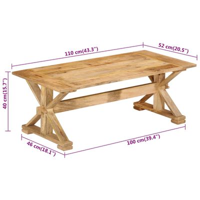 vidaXL Konferenčný stolík 110x52x40 cm masívne mangovníkové drevo