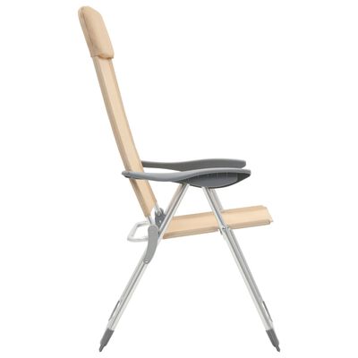 vidaXL Skladacie kempingové stoličky 2 ks, krémové, hliník