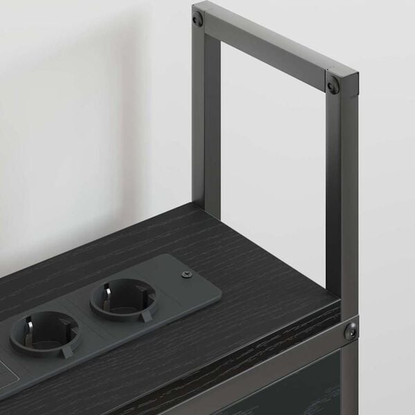 vidaXL &Uacute;ložn&aacute; čelľadka s nab&iacute;jacou stanicou s poličkou Čierny dub