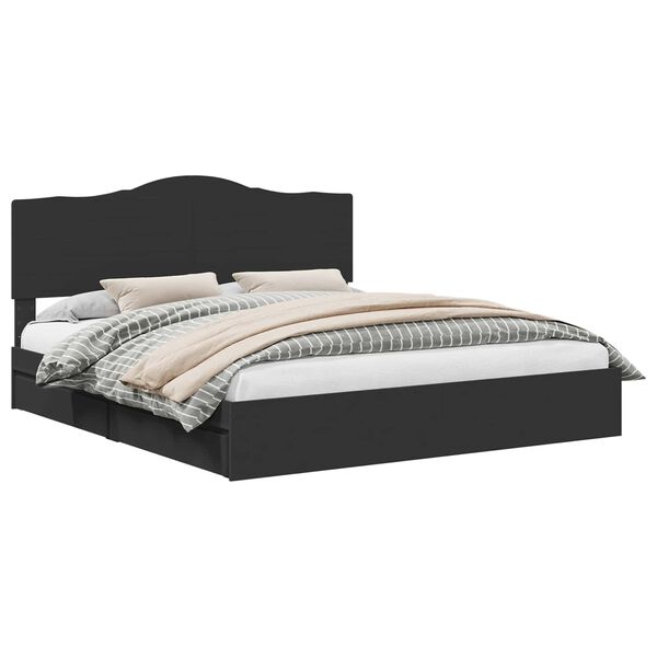 vidaXL &Uacute;ložn&aacute; posteľ so z&aacute;suvkou Čierna 200 x 200 cm Kompozitn&eacute; drevo