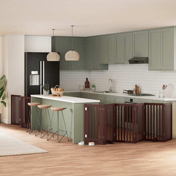 vidaXL Br&aacute;na pre psa s dvere sklad. 9 pan. hned&aacute; 450 cm topoľov&eacute; drevo