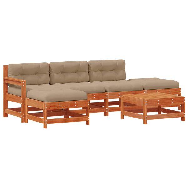 vidaXL Z&aacute;hradn&yacute; lounge set 6 pcs Voskov&aacute; Hned&aacute; Mas&iacute;vna borovica