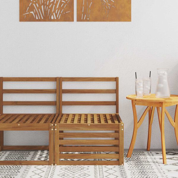 vidaXL Z&aacute;hradn&aacute; stredn&aacute; sedačka Pevn&eacute; ak&aacute;ciov&eacute; drevo Pr&iacute;rodn&aacute;