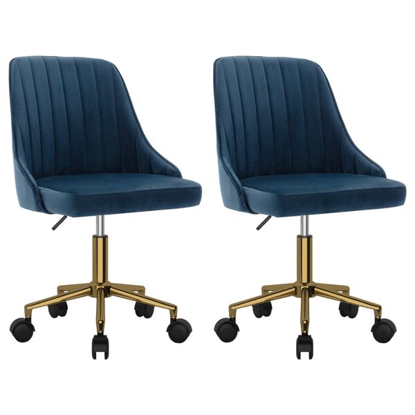 vidaXL Otočn&eacute; jed&aacute;lensk&eacute; stoličky 2 ks modr&eacute; zamatov&eacute;