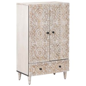 vidaXL Vysok&yacute; stol&iacute;k Biela 60 x 33,5 x 100 cm Mas&iacute;vne mango drevo