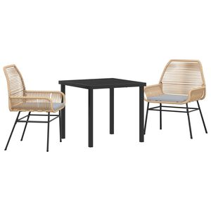 vidaXL Z&aacute;hradn&yacute; jed&aacute;lensk&yacute; set s vank&uacute;&scaron;om 3 pcs Hned&aacute; polyratan