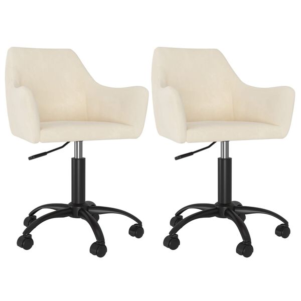 vidaXL Otočn&eacute; jed&aacute;lensk&eacute; stoličky 2 ks kr&eacute;mov&eacute; zamatov&eacute;