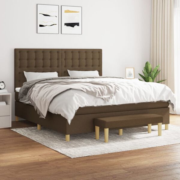 vidaXL Boxspring posteľ s matracom tmavohned&aacute; 180x200 cm l&aacute;tka