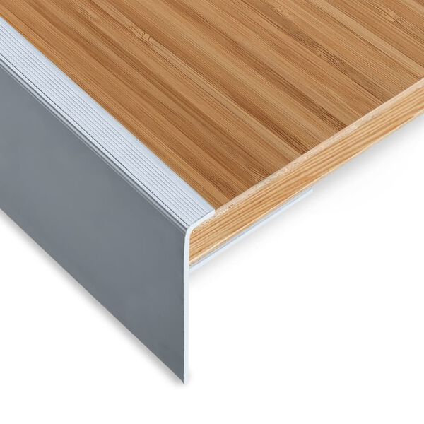 vidaXL Schodové lišty v tvare F 15 ks, hliník 90 cm, strieborné