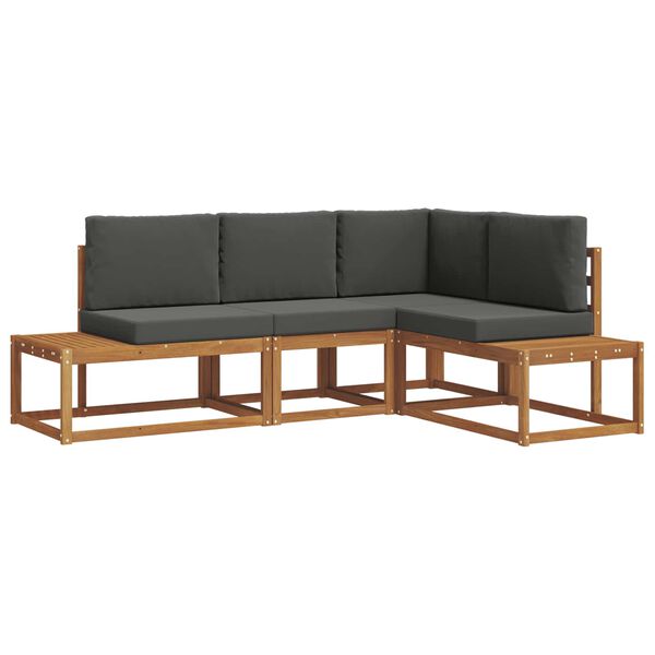 vidaXL Z&aacute;hradn&aacute; s&uacute;prava gaučov s vank&uacute;&scaron;om 4 Kus Pr&iacute;rodn&aacute; a antracitov&aacute;