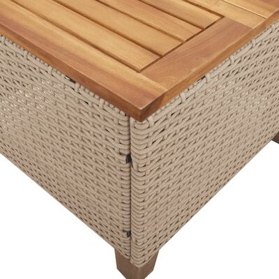 vidaXL Záhradný stôl béžový 45x45x37 cm polyratan akáciové drevo