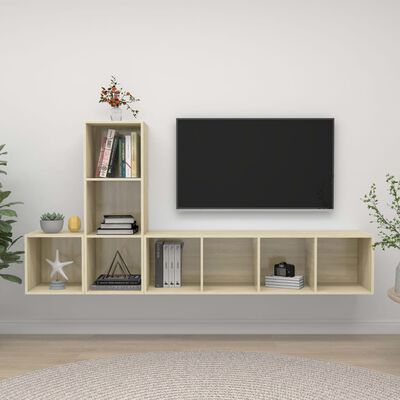 vidaXL 3-dielna súprava TV skriniek dub sonoma drevotrieska