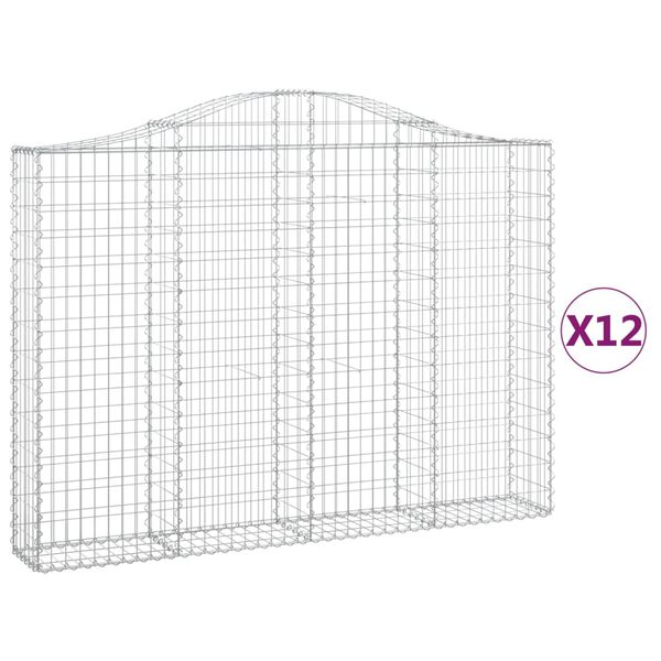 vidaXL Obl&uacute;kov&eacute; gabionov&eacute; ko&scaron;e 12 ks 200x30x140/160 cm pozink. železo