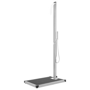 vidaXL Z&aacute;hradn&aacute; sprcha so siv&yacute;m podstavcom 225 cm nehrdzavej&uacute;ca oceľ