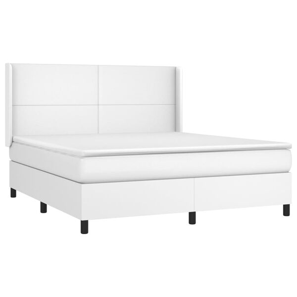 vidaXL Boxspring posteľ s matracom biela 180x200 cm umel&aacute; koža