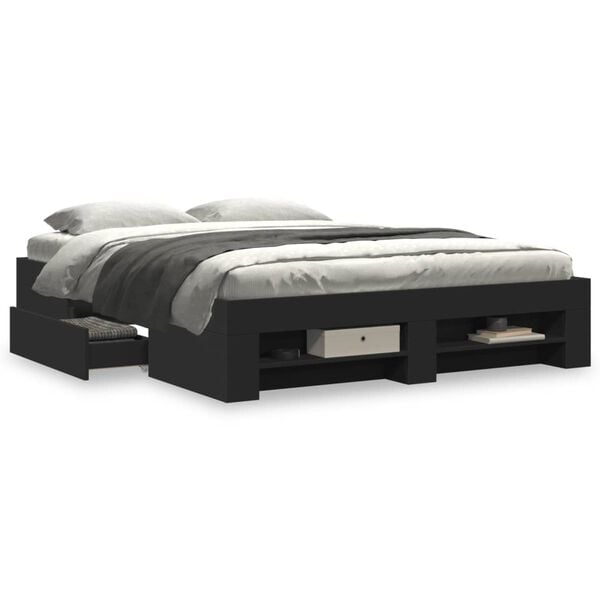 vidaXL Posteľn&yacute; r&aacute;m čierny 150x200 cm kompozitn&eacute; drevo