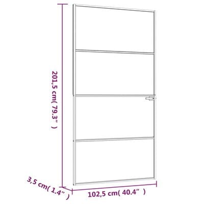 vidaXL Vnútorné dvere čierne 102x201,5 cm tvrdené sklo a hliník úzke