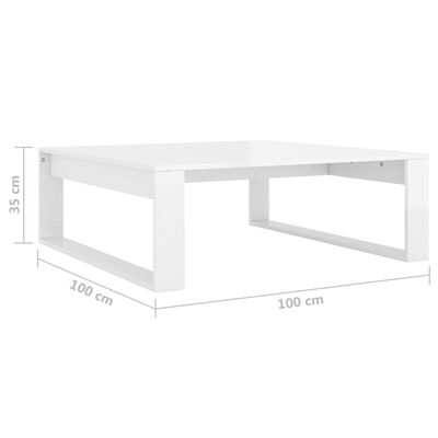 vidaXL Konferenčný stolík biely 100x100x35 cm vysoký lesk drevotrieska