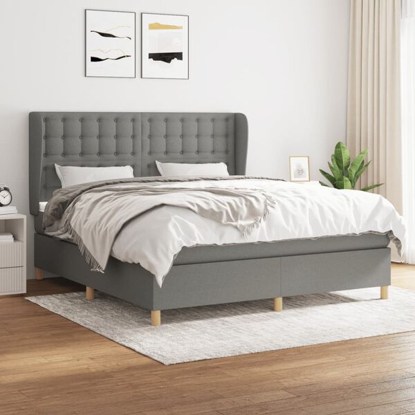 vidaXL Boxspring posteľ s matracom tmavosiv&aacute; 160x200 cm l&aacute;tka