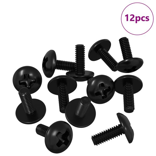 vidaXL Obj&iacute;mkov&eacute; skrutky 12 pcs Čierna M4 x 10 mm Železo